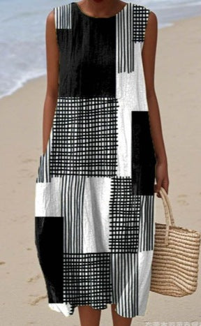 Sleeveless printed temperament long dress dress m301527