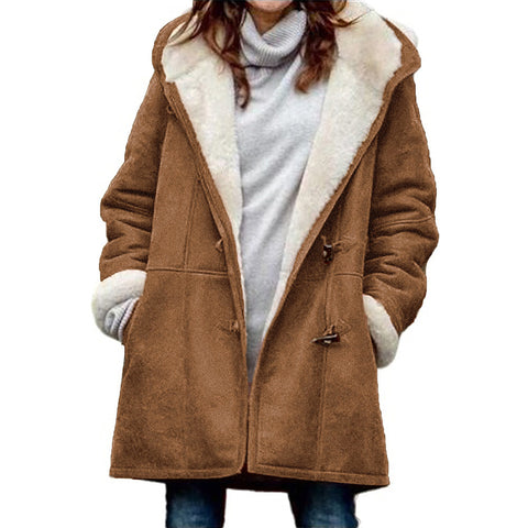 plush collar pocket women's coat m300603