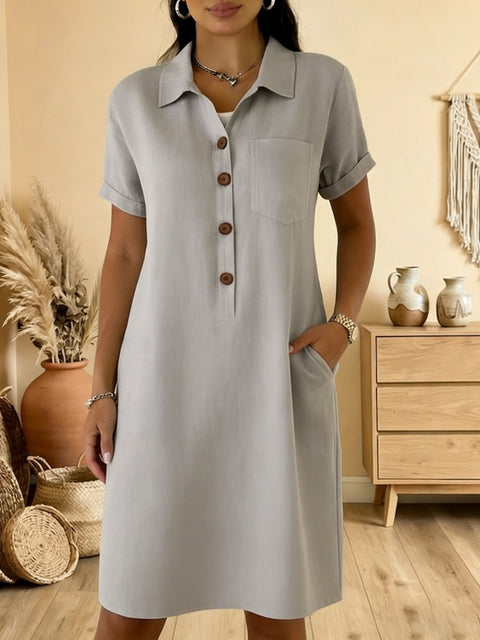 Summer new comfortable casual pocket cotton women's dress m302972