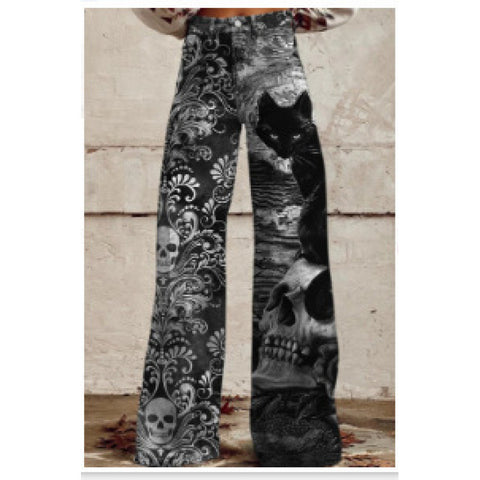 3D heat transfer flared pants simulation denim trousers loose pants m301550