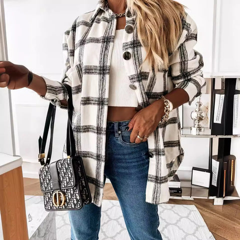 New loose medium and long woolen coat for women m300376