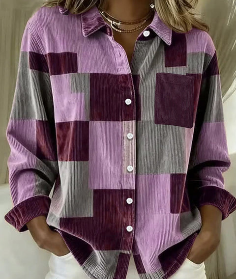 Round neck plaid knitted jacket cross-border new women's plaid shirt 3D printing FF303370