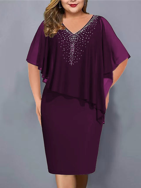 Chiffon dress short-sleeved shawl design high and thin commuter dress m301941
