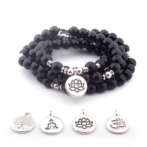 8Mm new Amazon bracelet 108 Buddha beads lotus multi-circle bracelet tree of life pendant item sweater chain m3331309
