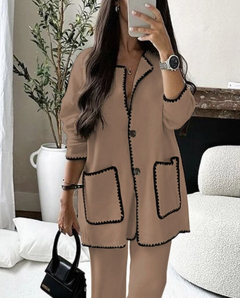 Women's suit autumn new fashion casual loose solid color two-piece set m301321