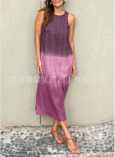 Women's dress AliExpress loose sleeveless printed vest long dress dress m302053