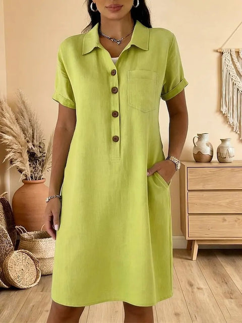 Summer new comfortable casual pocket cotton women's dress m302972