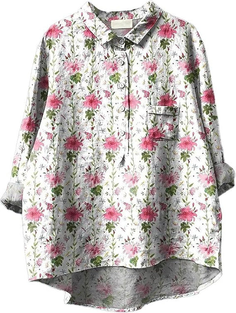 Loose printing round neck casual large size women's T-shirt m302702