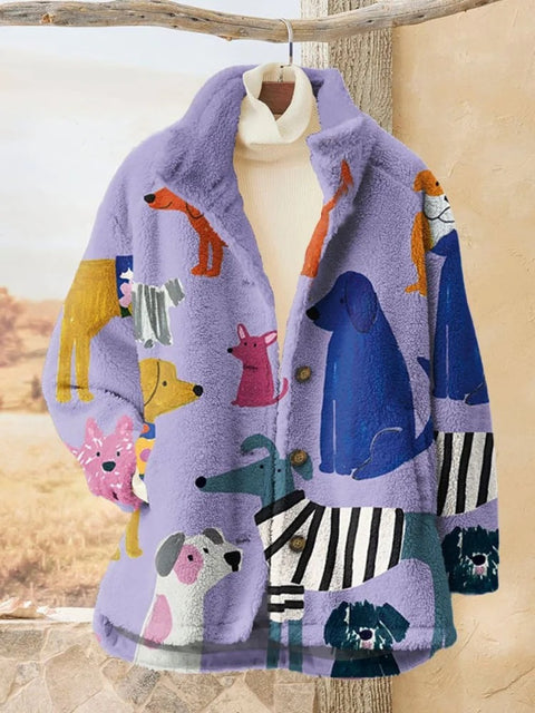 Loose 3D digital print women fleece jacket top autumn and winter m302122