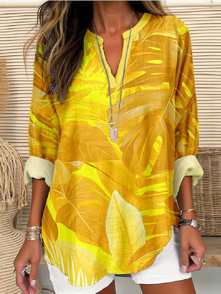 Floral 3D digital printing women's fashion crew neck loose shirt top m301357