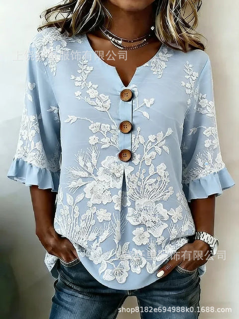 3D digital printing floral pattern women's long-sleeved buckle cardigan top m302703