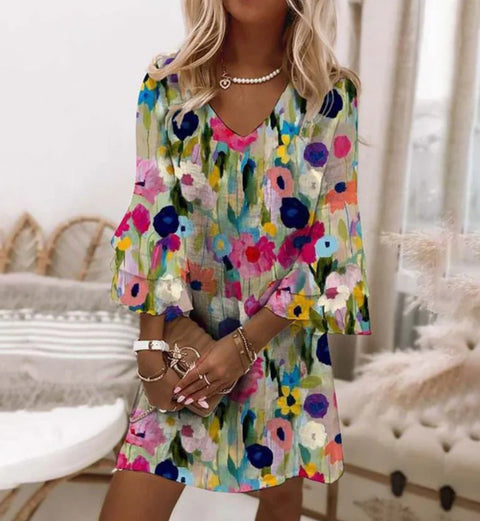 3D digital printing V-neck sleeveless dress m301223