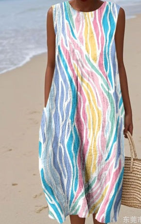 Sleeveless printed temperament long dress dress m301527