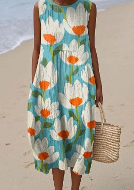 Sleeveless printed temperament long dress dress m301527