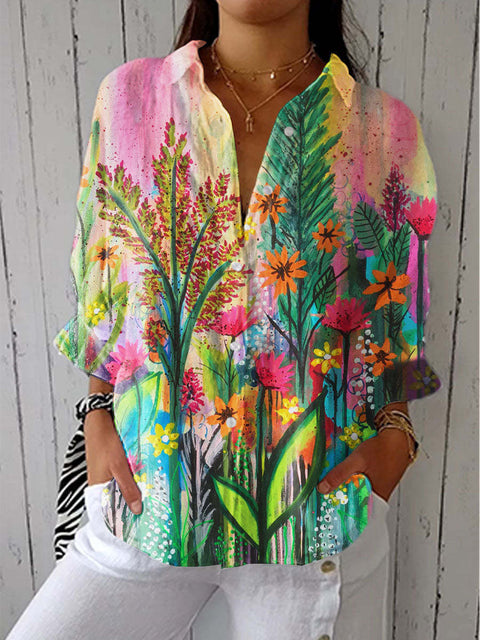 Fashion casual drape retro shirt long sleeve top m303039
