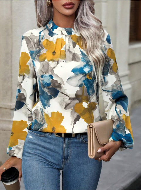 New painted big flower fashion temperament women's top bottoming shirt m301020