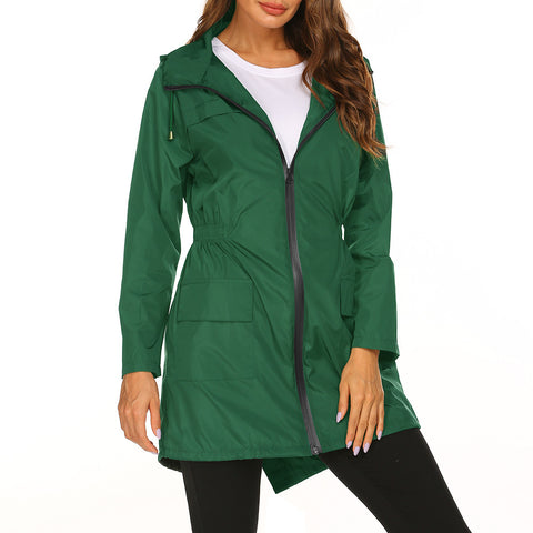 Women's new outdoor jacket, waist hooded light and thin rainproof raincoat jacket m301831