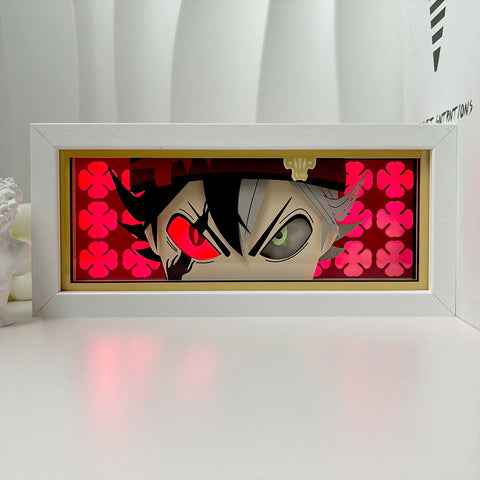 Black Clover Asta Paper Carving Lamp Photo Frame