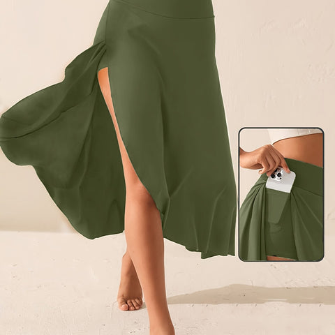 Temperament elegant ruffle leaf drape fashion solid color skirt m302835