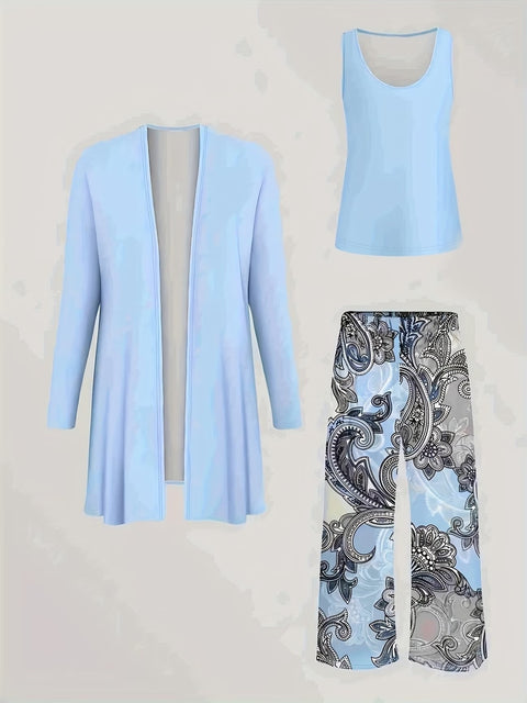 Jacket with vest top and elegant slacks 3-piece women's set m302760