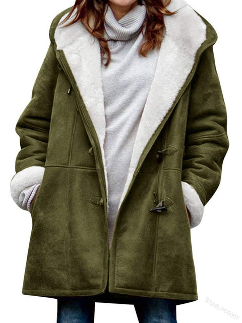 plush collar pocket women's coat m300603