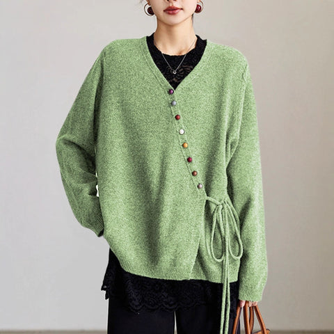 Popular cardigan wool sweater women's loose top jacket m301995