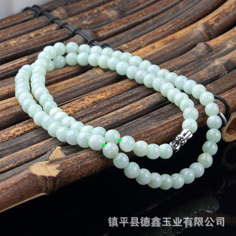 Jade A necklace, natural jadeite women's round bead jade necklace 108 beads extended m3331274