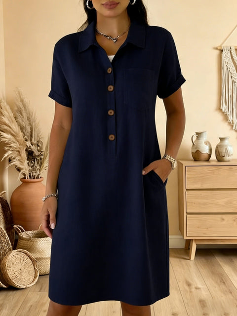 Summer new comfortable casual pocket cotton women's dress m302972
