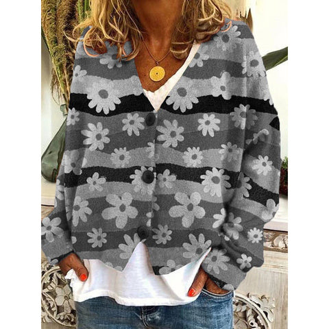 New Christmas abstract print casual cape jacket cardigan sweater m301665
