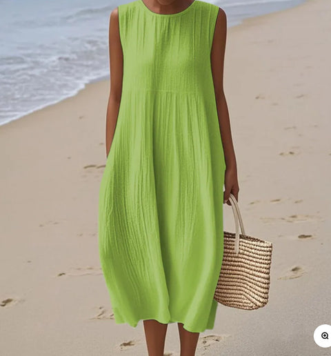 New sleeveless casual printing temperament long dress dress slim fit small fresh m302083