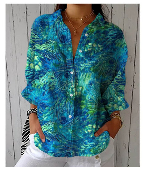 women's large size summer women's casual floral shirt women's small daisy shirt 3D printed shirt m301735