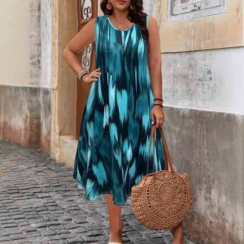 Trend printing large size women's dress women's m302341