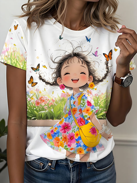 Women's Crew Neck Short Sleeve Casual Fashion Top m302607