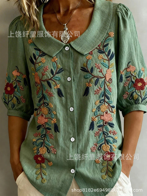 3D digital printing women's versatile flower spring and summer fashion shirt m302608