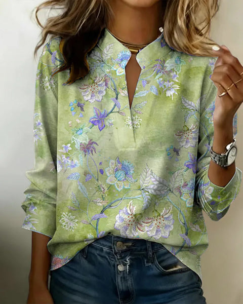3D digital printing pullover V-neck long-sleeved women's top m303016