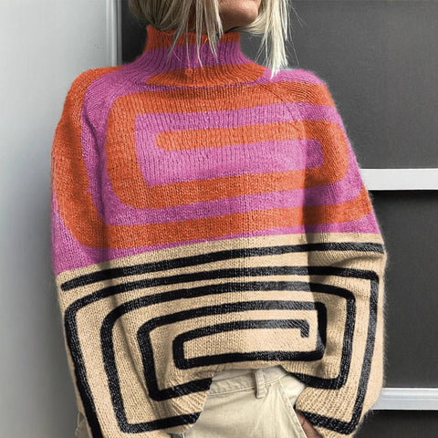 Christmas abstract print casual cape jacket cardigan sweater m302114