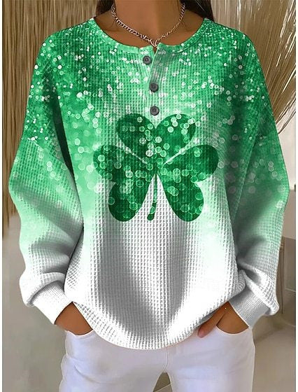 3D digital printing loose casual waffle stand-up collar long sleeve m303065