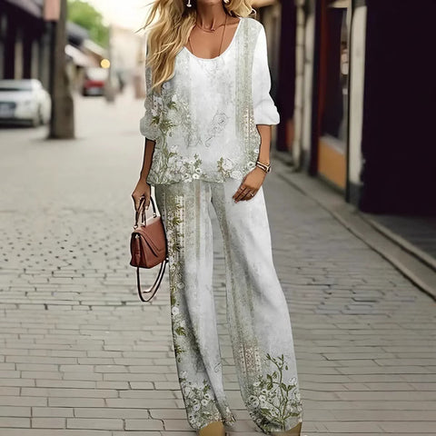 New crew neck 3D printed women's fashion shirt set m301240