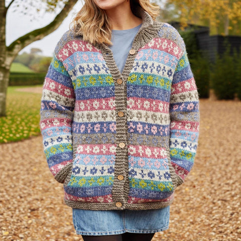 Fashion lapel imitation sweater jacket women's autumn and winter new thickened button cardigan m302126