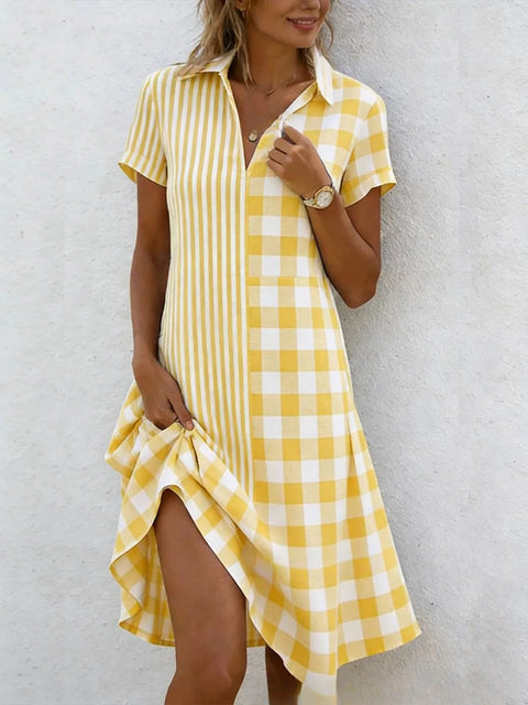 Summer Women's V-Neck Short Sleeve Long Dress Bohemian Print Dress m302609