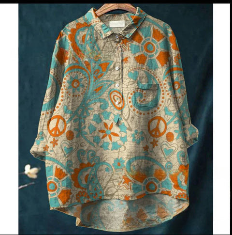 Loose printing crew neck casual large size women's T-shirt m301279