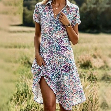 Holiday style print dress medium and long dress m302774