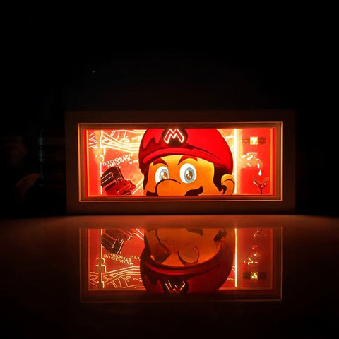 Super Mario Bros Mario Paper Carving Lamp Photo Frame