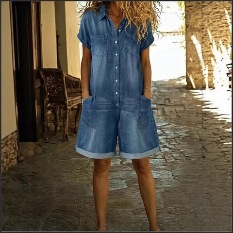 Summer new women's casual washing denim jumpsuit m303010