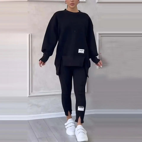 Women's fashion casual printed sweater + trousers cover m302312