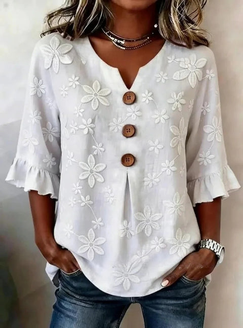 3D digital printing floral pattern women's long-sleeved buckle cardigan top m302703