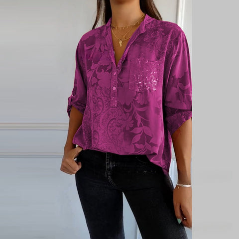Women's fashion high-end temperament elegant printed shirt top m302310