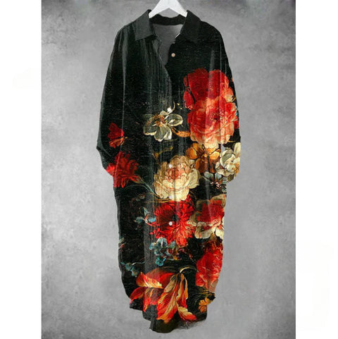 Fashion casual loose lapel mid-length shirt women's m301282