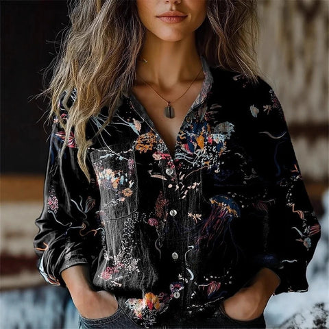 Trendy 3D printed long-sleeved shirt m303044