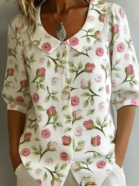 3D digital printing women's versatile flower spring and summer fashion shirt m302608